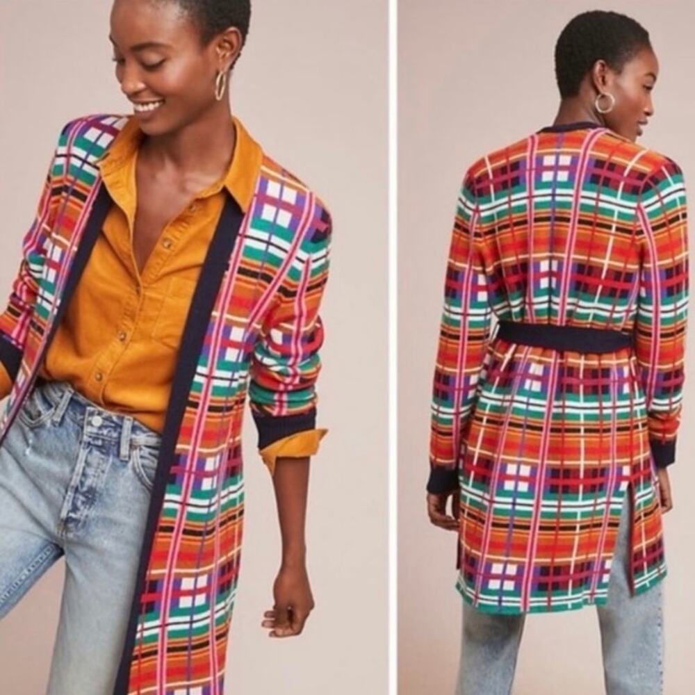 Anthropologie Williston Plaid Cardigan